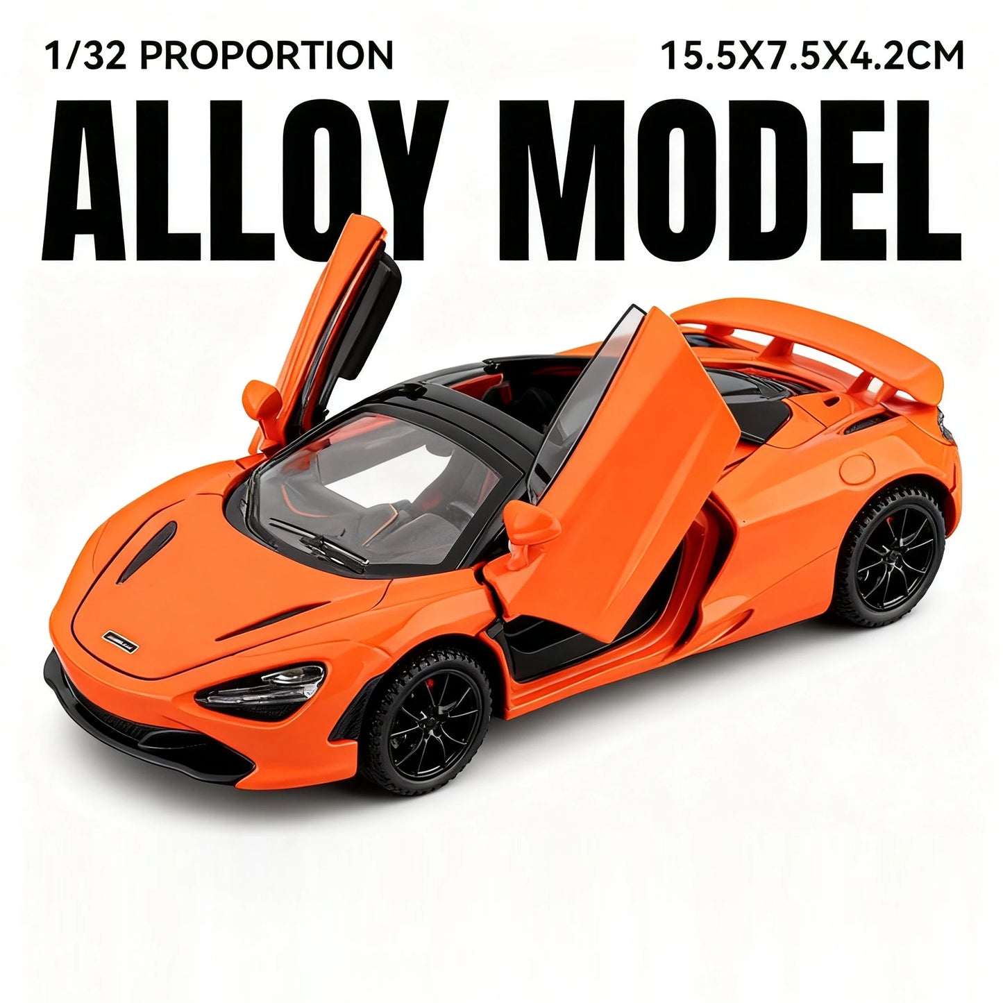1:32 MC20 720S Miniature Sports Car Diecast Alloy Model Toys with Sound Light Pull Back Doors Opened Vehcies Kids Christmas Gift