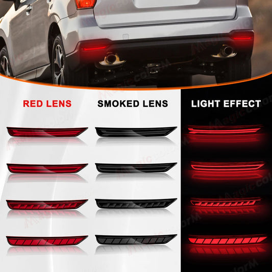 For Subaru Forester 2008 2009 2010 2011 2012 2013 2014 2015 2016 2017 LED Rear Bumper Reflector Lights Dynamic Turn Signal Brake
