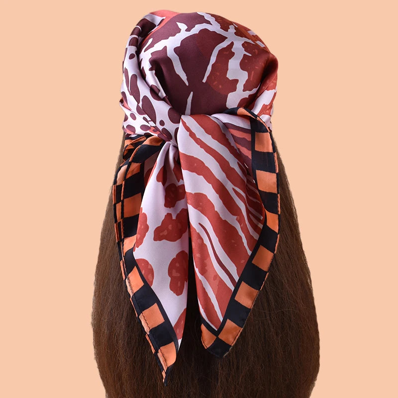 1PC Women's Spot Print Thin Satin Silk-Like Square Scarf Bohemian Casual Neck Wrap Lightweight Comfortable Spring Summer Daily