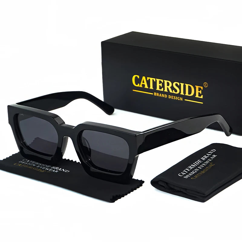CATERSIDE Square Polarized Sunglasses Men Acetate Big Frame Brand Design Sun Glasses Women Travel Driving Party Festival Eyewear