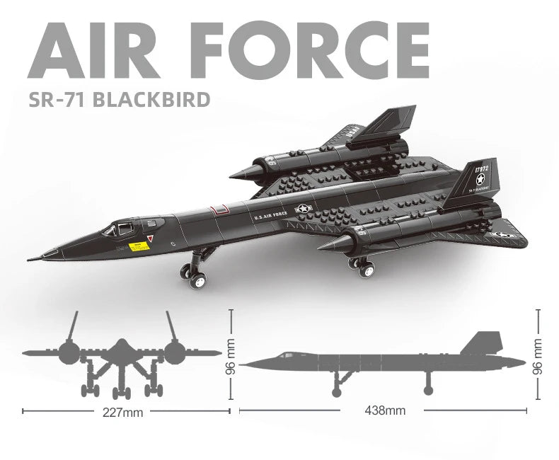 183pcs US Air Force SR-71 Blackbird Airplane Fighter Assembling Building Blocks
