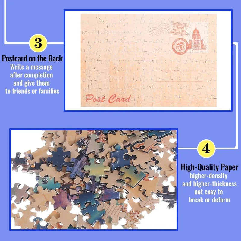 4 Pack Mini Jigsaw Puzzles 150 Pieces for Adults Challenging Starry Night Rhone River Sunflower 10*15cm Monet  Van Gogh Painting