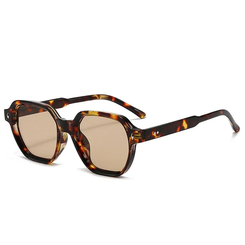 JNPCXI New Fashion Square Women Sunglasses Retro Trending Orange Leopard Rivets Candy Color Sun Glasses Shades UV400