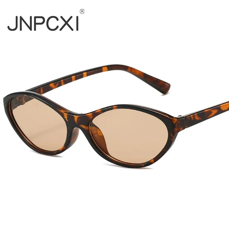 JNPCXI New Retro Cat Eye Sunglasses Shades UV400 Women Fashion Jelly Tea Sun Glasses