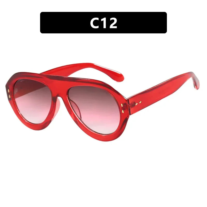 JNPCXI Oversized Ins Popular Fashion Pilot Women Sunglasses Retro Red Shades UV400 Men Trending Wide Legs Sun Glasses