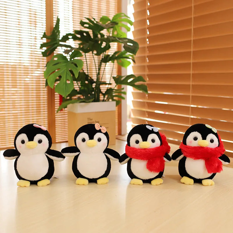 20-25cm Cute Penguin Wear A Bow Scarf Plushies Doll Cartoon Stuffed Animal Soft Sofa Cushion Baby Sleeping Pillow for Kids Gifts