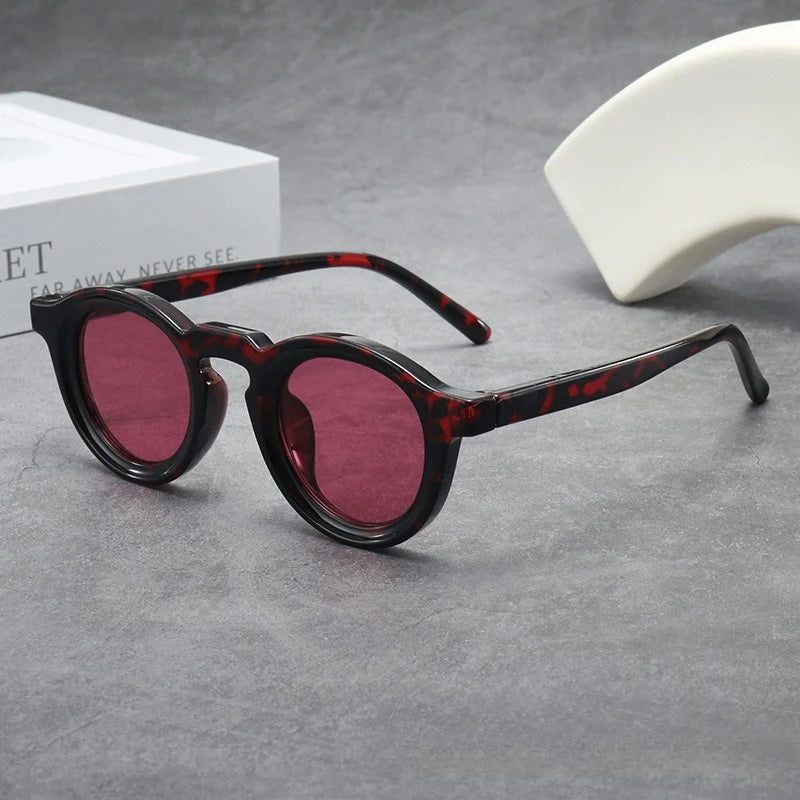 JNPCXI New Round Sunglasses Women Men Punk Shades Retro Trending Sun Glasses Clear Lens Frame UV400 Female