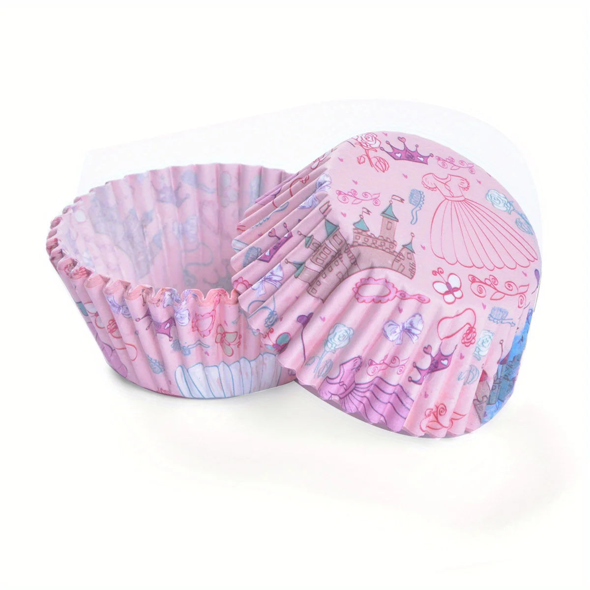 100pcs Mini Cake Liner Stand Cake Greaseproof Paper Tray Cupcake Cups, Cute Pattern, for Birthday Party Favors, Baking