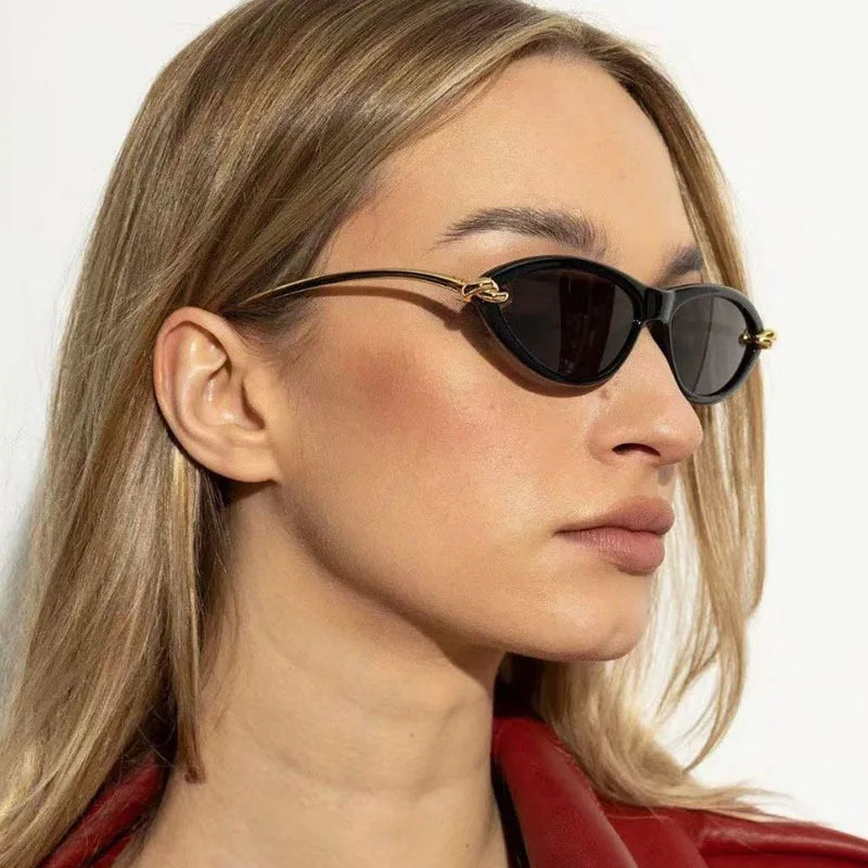 JNPCXI New Fashion Cat Eye Candy Color Women Luxury Sunglasses Brand Designer Oval Hollow Shades Men Sun Glasses UV400