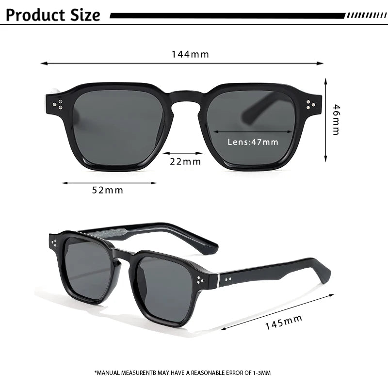 CATERSIDE Fashion Square Men Sunglasses Women Core Insert Temple Luxury Brand Sun Glasses Travel Beach Party Festiva Gifts