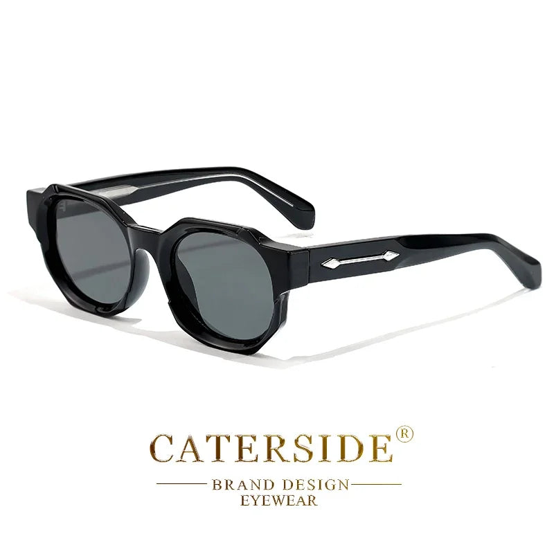 CATERSIDE Retro Punk Square Sunglasses Men Vintage Thick Frame High-Quality Women's Sun Glasses Party and Holiday Travel Eyewear