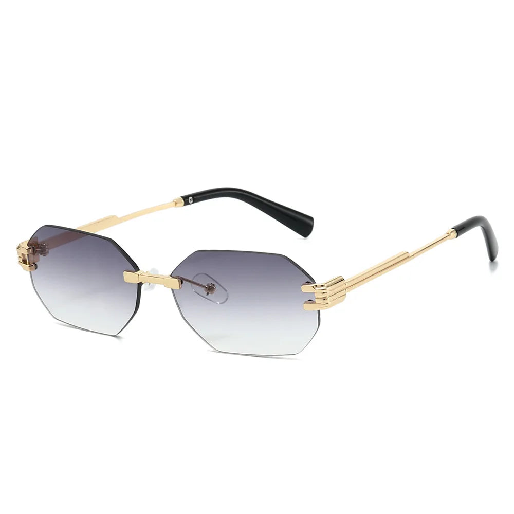 JNPCXI New Fashion Rimless Square Sunglasses Women Men Vintage Gradient Polygon Shades Trendy Luxury Brand Design Sun Glasses