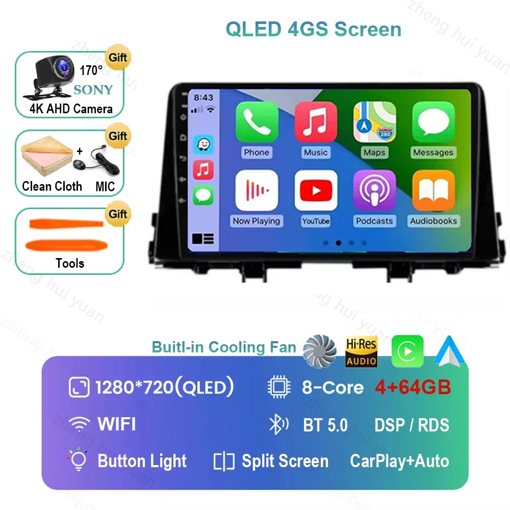9 Inch Car Multimedia Player for KIA Morning 3 Picanto 2016 - 2018 2019 2020 Android 16 Car Stereo Car Radio GPS Carplay Auto