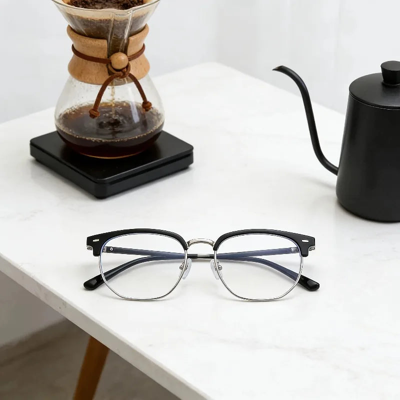 Photochromic Glasses Suitable for Men and Women Ultra Light Anti Blue Light Half Frame Flat Light Glasses