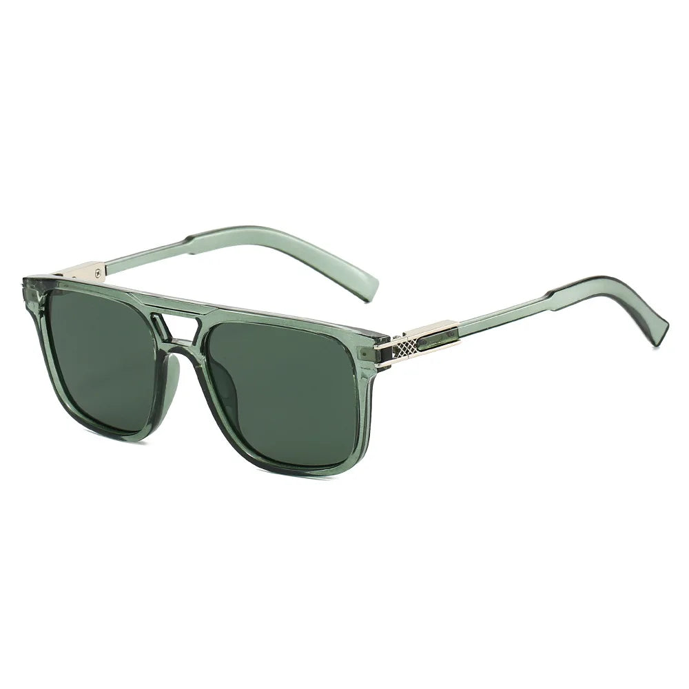 JNPCXI New Double Bridges Square Sunglasses Women Gradient Black Leopard Shades Men Sun Glasses UV400