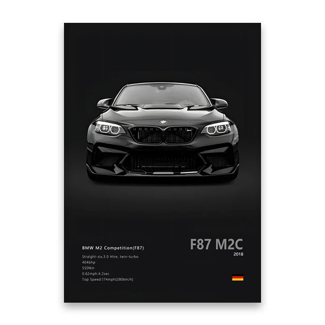 F87 M2C BMW M2 Competition Print Famous Brand Cars Canvas Wall Poster Room Decor