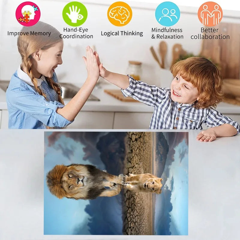 1000 Pieces of Adult Decompression Paper Puzzle Puzzle 1000pcs the Lion puzzle Landscape High Difficulty Puzzle