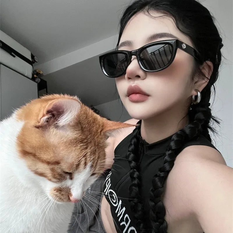 2PCS Y2K Fashion Korean Sweet Cool Spicy Girl Sunglasses For Women Men
