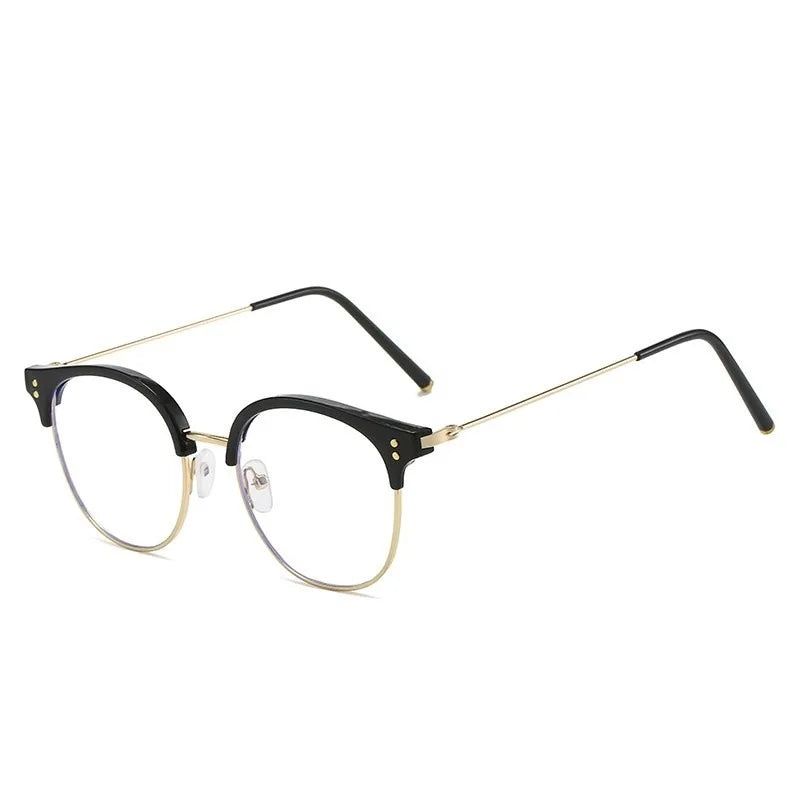 Chic Round Frame Clear Lens Glasses for Women - Slimming Effect, Anti-Blue Light, Fashionable Accessory