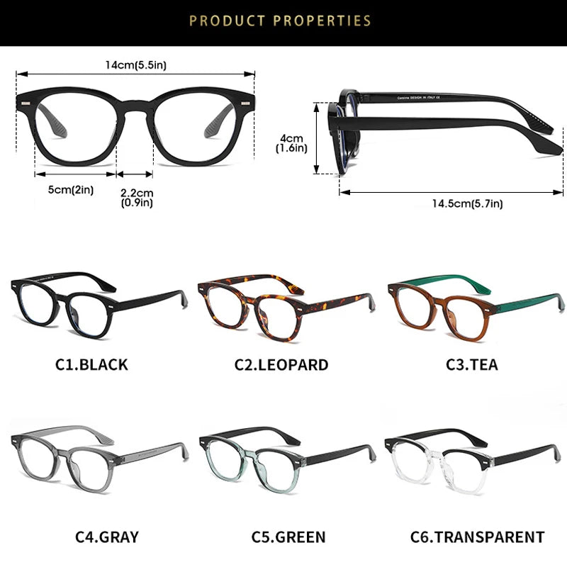 JNPCXI Fashion Men Round Glasses Anti Blue Light Rice Nail Women Eyeglass Fashion Luxury Retro Round Frame Computer Eyewear