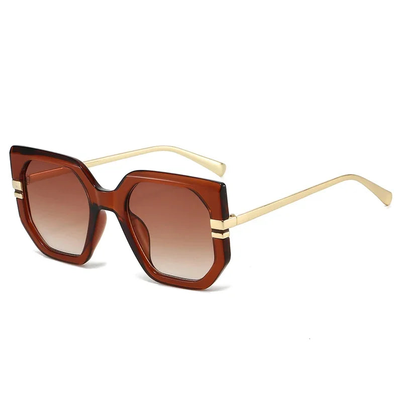 JNPCXI New Polygon Square Sunglasses Women Shades UV400 Retro Clear Ocean Gradient Lens Men Trending Leopard Sun Glasses