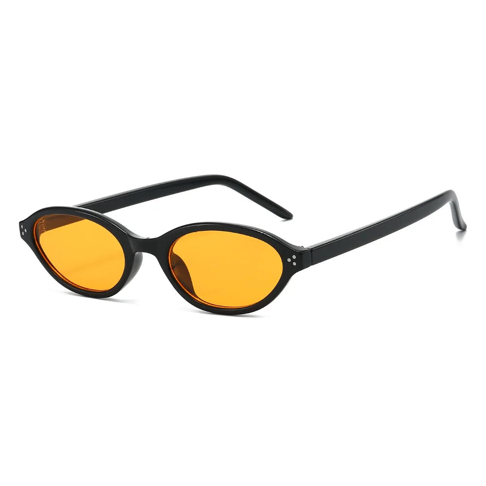 JNPCXI New Fashion Small Oval Sunglasses Women Ins Popular Retro Rivets Men Candy Color Punk Sun Glasses Clear Lens Frame UV400