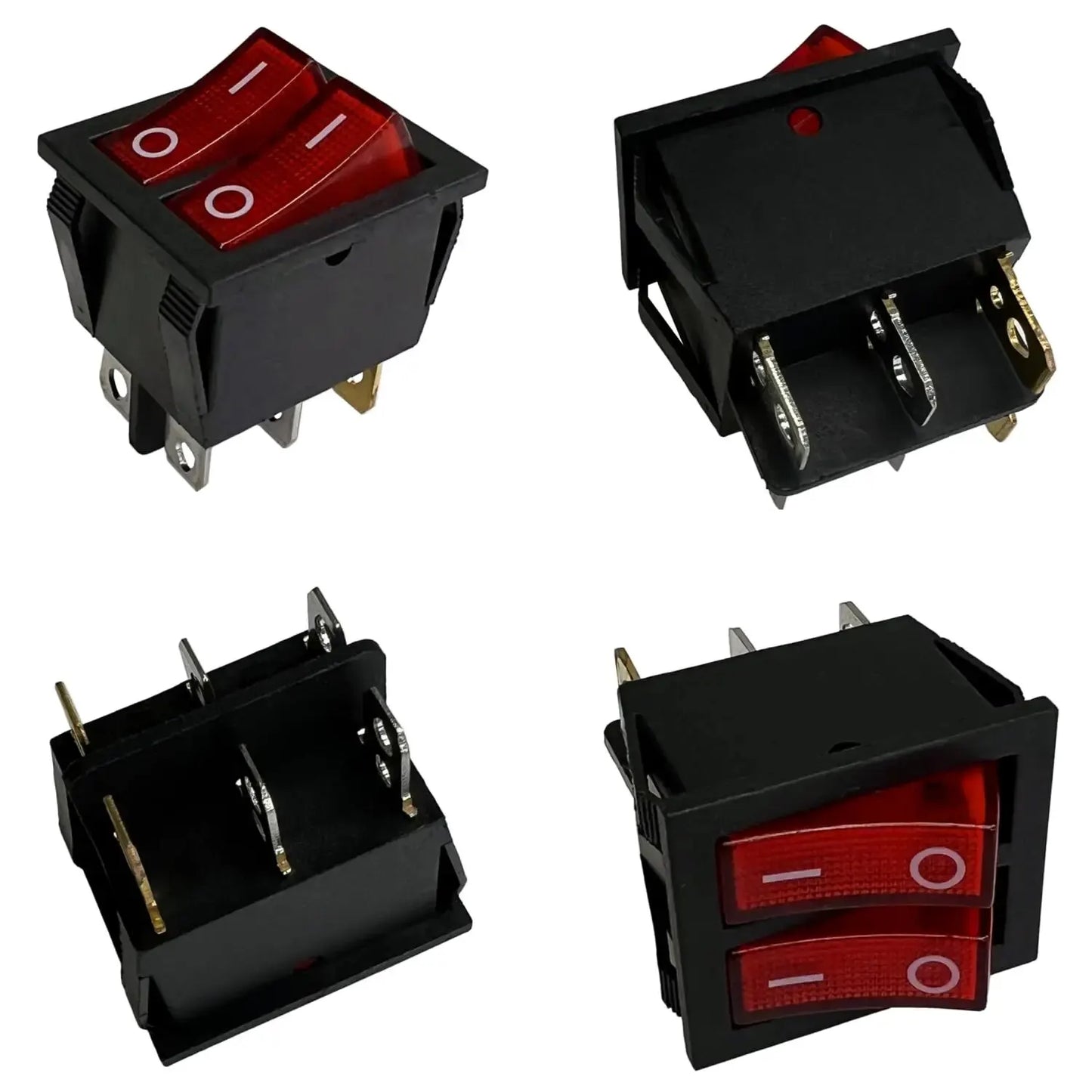 5pcs Double Red Light Rocker Switch 2*SPST On-Off 6 Pin 30x22mm 2 Way Boat Rocker Switch 110V/120V/250V KCD6