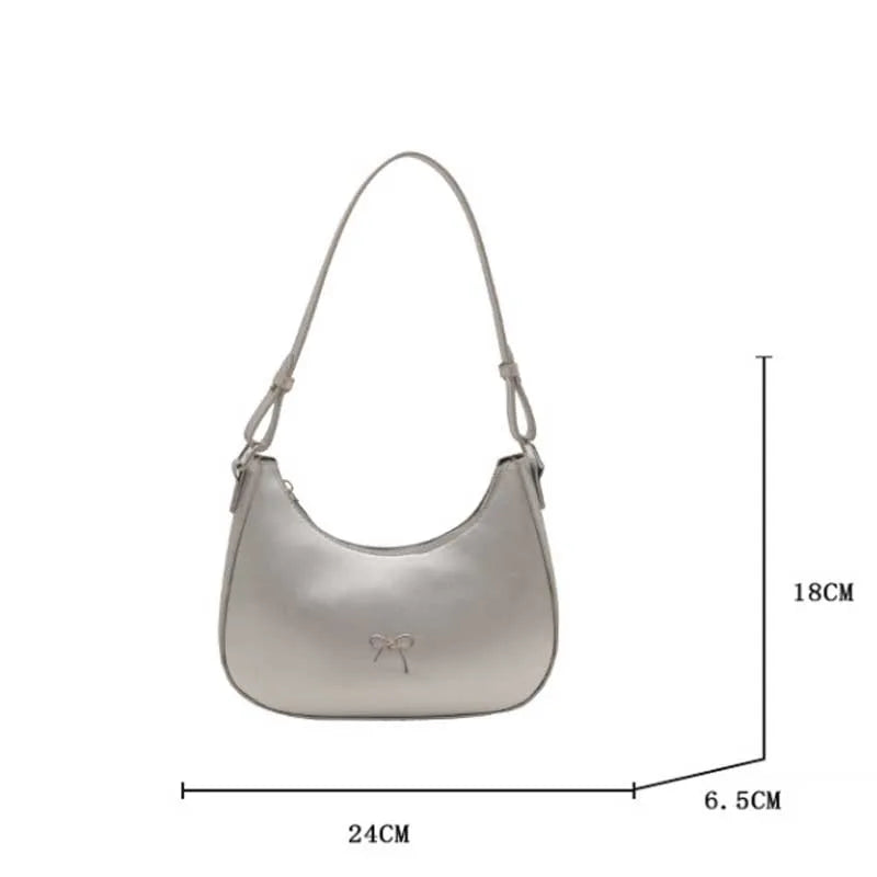 Bowknot Armpit Bag Korean Underarm Bag Luxury PU Leather Y2K Handbag Girls Shoulder Bag Clutch Purse Bolsa Feminina 2026