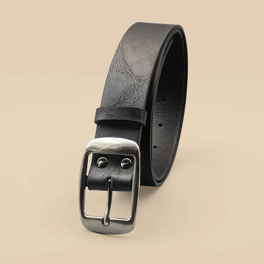 Classic Pu Leather Black Belt Silver Buckle Belt Pu Leather Thin Belt Casual Needle Buckle Belt Pants Jeans Decoration