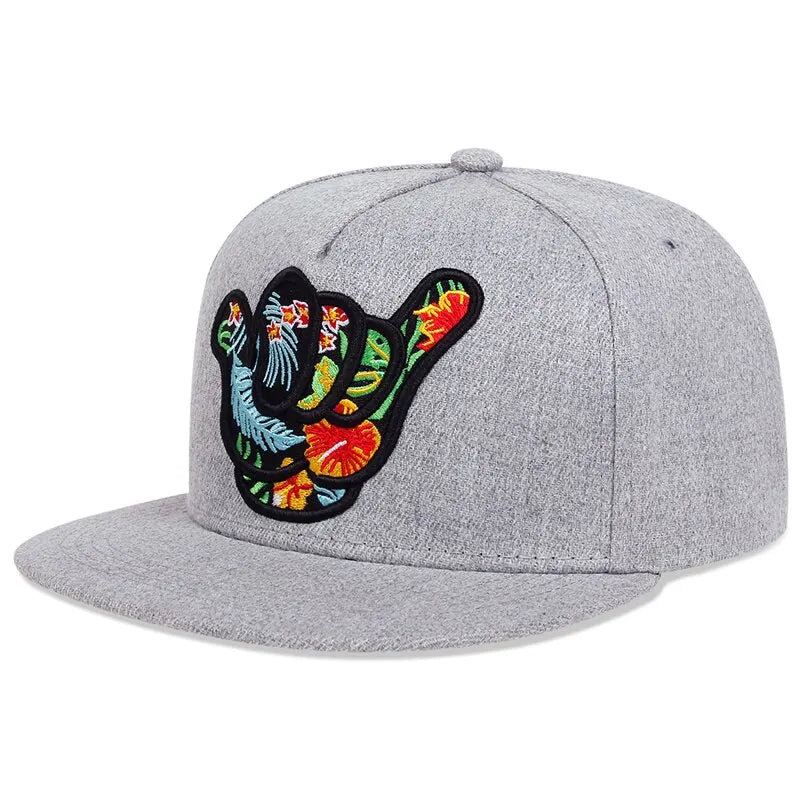 Unisex Colorful Shaka Fingers Embroidery Hats Outdoor Baseball Cap Sunscreen Hat