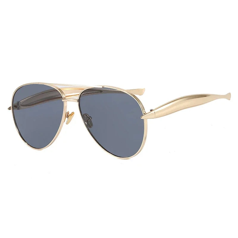 JNPCXI New Y2k Vintage Metal Pilot Sunglasses for Women Men Punk Popular Outdoor Driving Luxury Sun Glasses Shades UV400