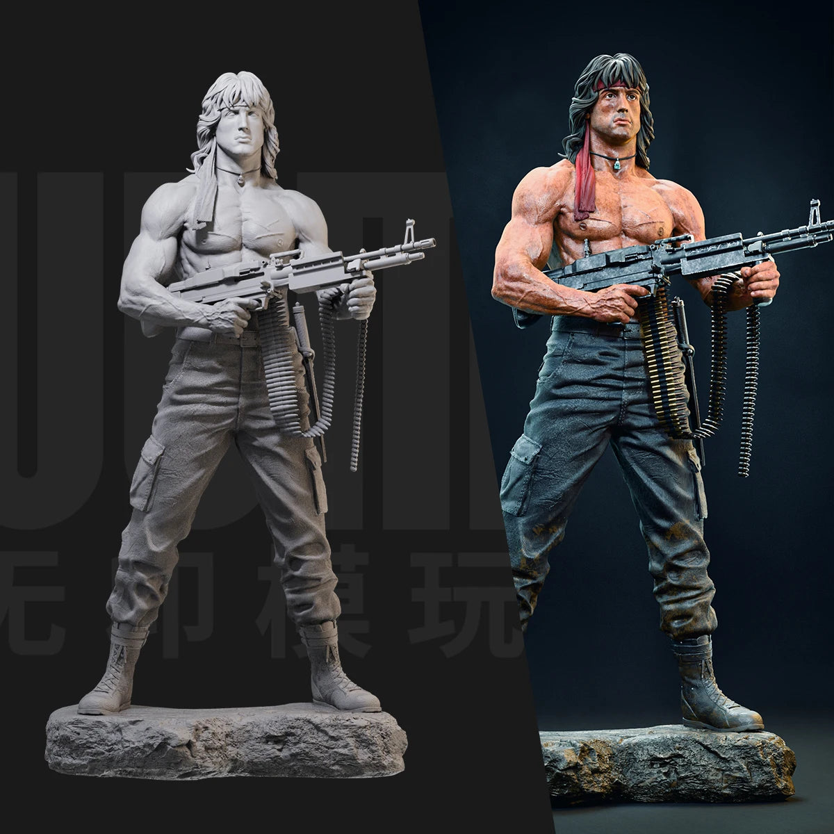 1/24 GK 4842 White Model Rambo Action figure 3D Printed Soldier Model
