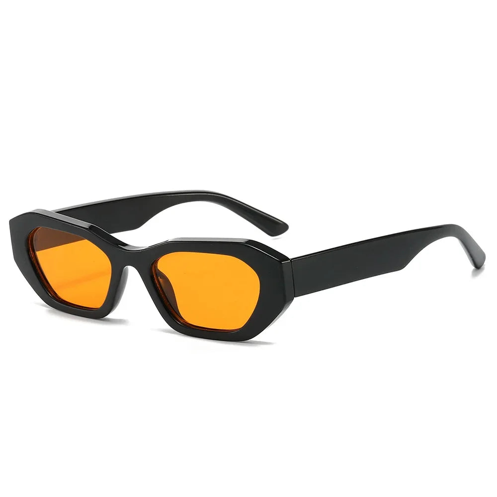 JNPCXI New Retro Small Irregular Cat Eye Sunglasses Women Tea Shades Men Trending Punk Gradient Sun Glasses