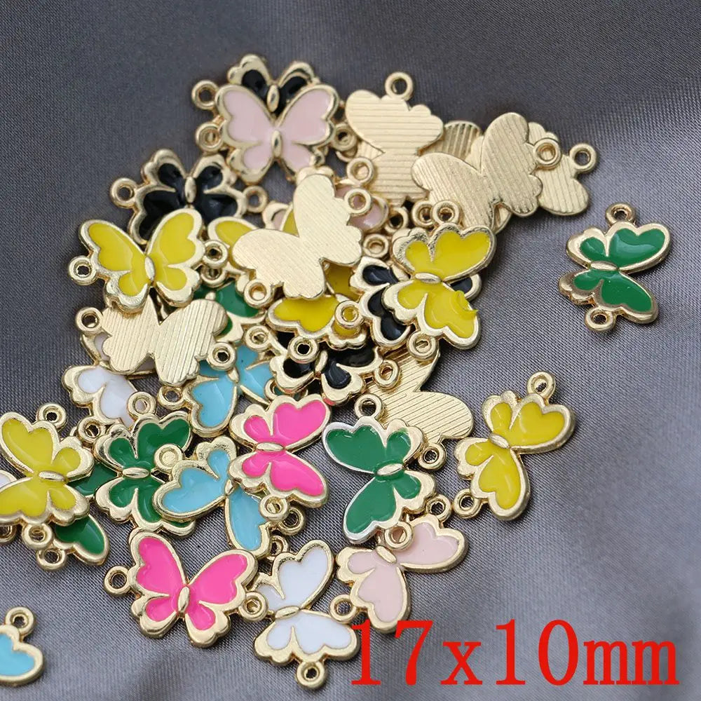 20Pcs Gold Plated Enamel Flower Charms Connector for Jewelry Making Bracelet DIY Handmade Craft