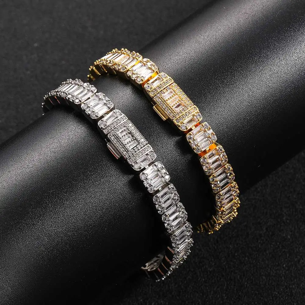 NY 8mm Cluster Tennis Bracelet Hip Hop CZ Rock Sugar Chain Fashion Jewelry
