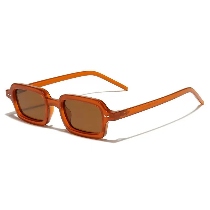 JNPCXI New Retro Small Rectangle Jelly Color Sunglasses Women Shades UV400 Fashion Rivets Men Punk Gradient Sun Glasses