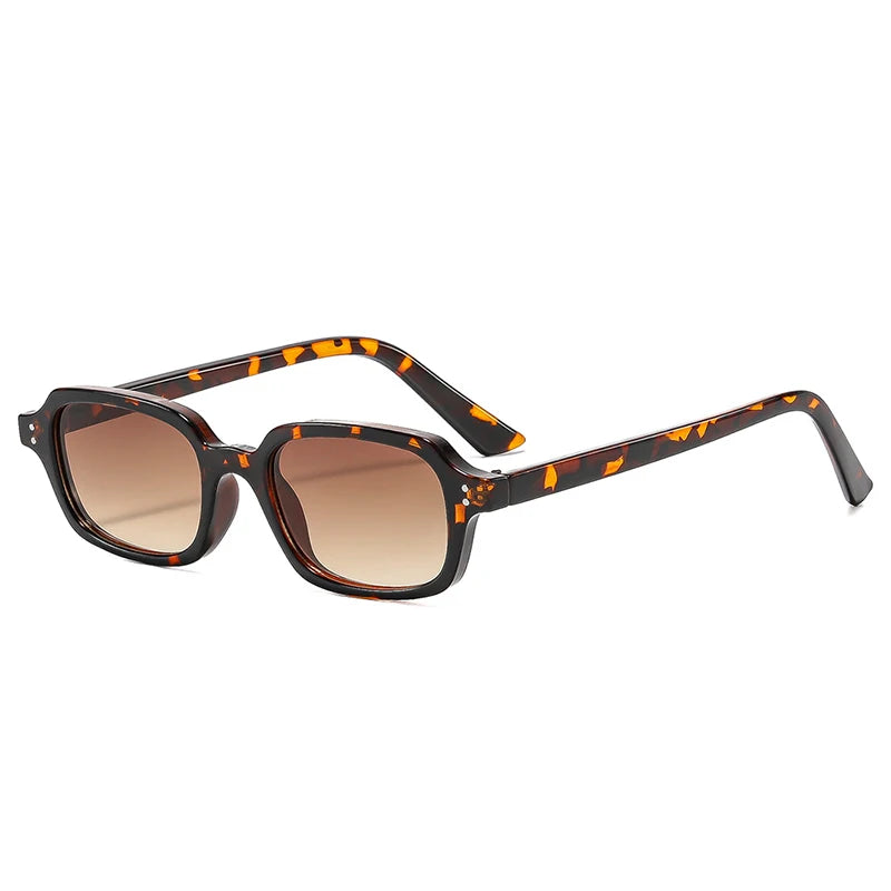 JNPCXI New Vintage Square Rivets Men Sunglasses Fashion Leopard Blue UV400 Women Trending Gradient Sun Glasses