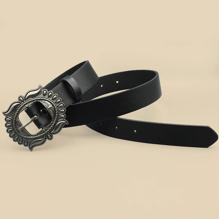 Black Carved Vintage Women's Belt - Summer Versatile, Perfect for Jeans, Dresses, Suits & Shirts, Ideal Gift