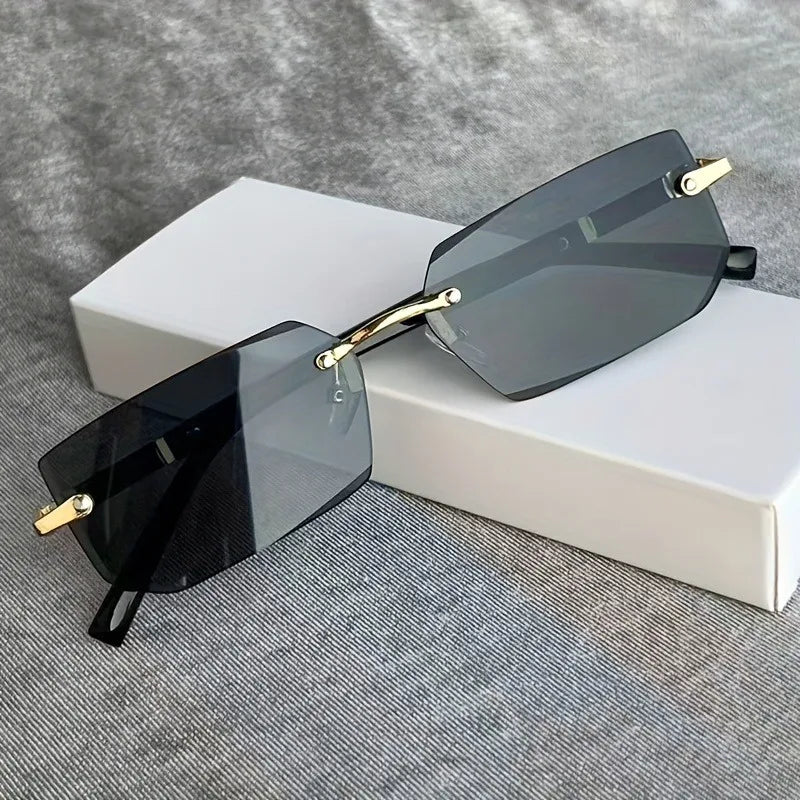 1PairY2K Inspired Rimless Fashion Glasses Decorative Eyewear for Men and Women Perfect for Casual Streetwear Parties and Holiday