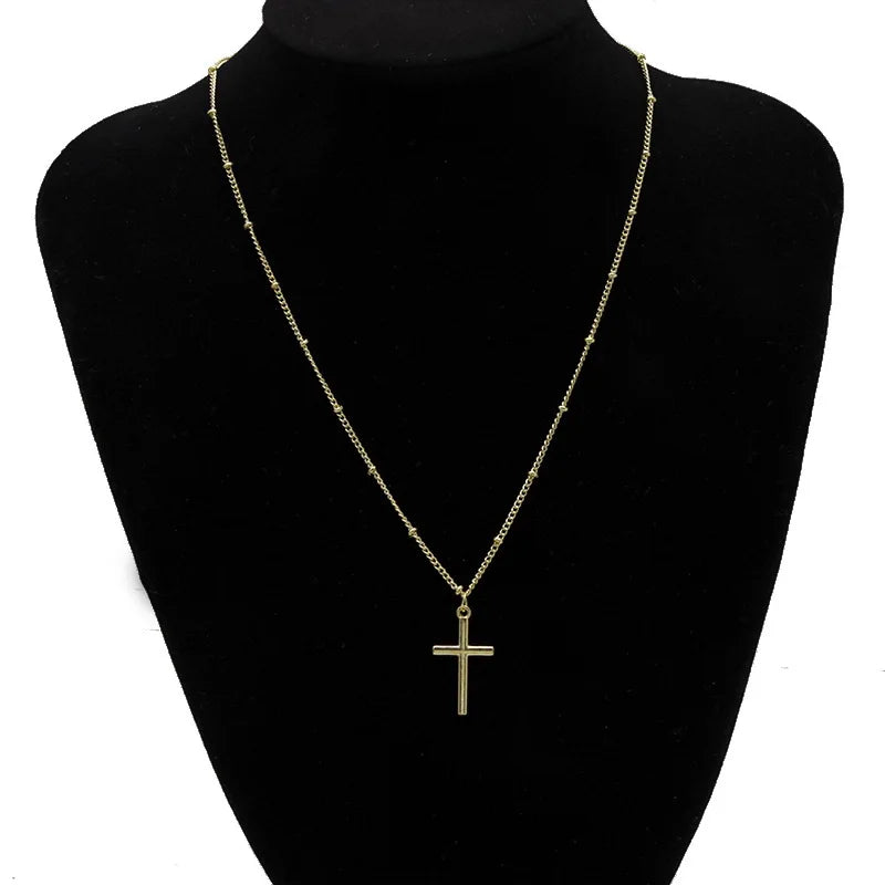 New Fashion Cross Pendants Golden Silver Color Crystal Jesus Cross Pendant Necklace For Men Women Jewelry Wholesale Dropshipping