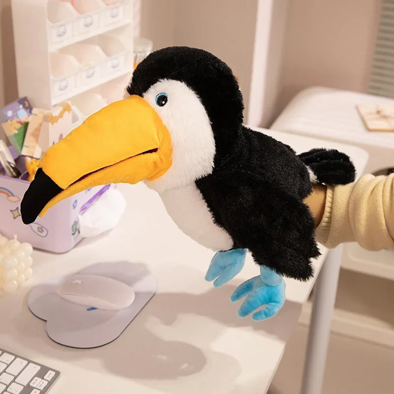 New 6 Style Toucan Hand Puppet Plush Toys Kindergarten Performance Hand Control Toucan Parrot Bald Eagle Peacock Owl Flamingo
