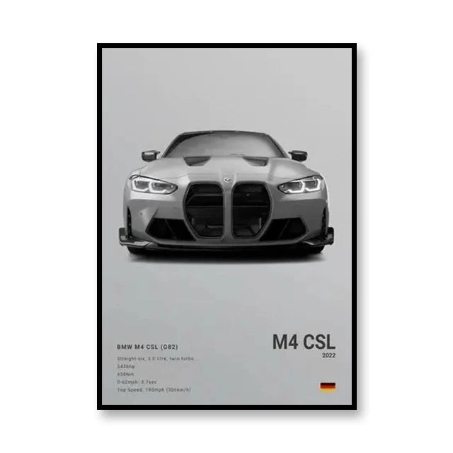 2022 M4 CSL BMW Print Famous Brand Cars Canvas Wall Art Poster Room Decoration 1