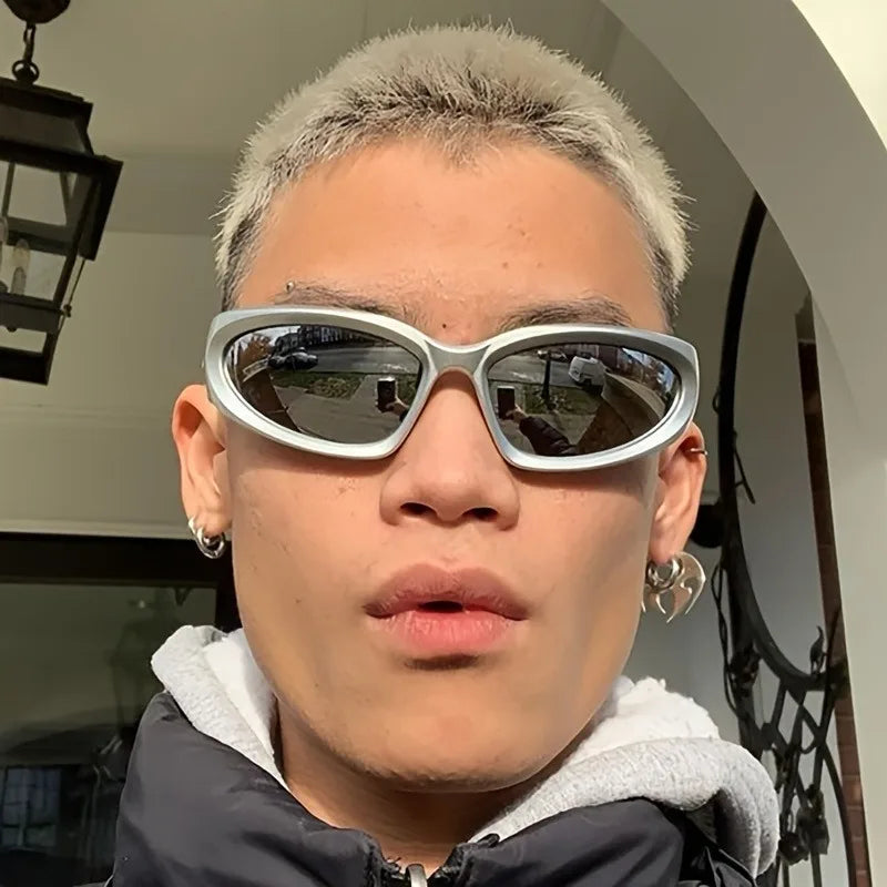 3pcs Y2K style unisex sports glasses, stylish future themed PC frame and lenses suitable for driving and activities
