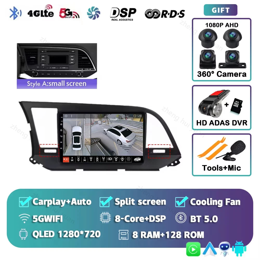 Android 16 Car Radio For Hyundai Elantra 6 2015 2016 2017 2018 Qualcomm Multimidia Video Player GPS Navigaion Split Screen DPS