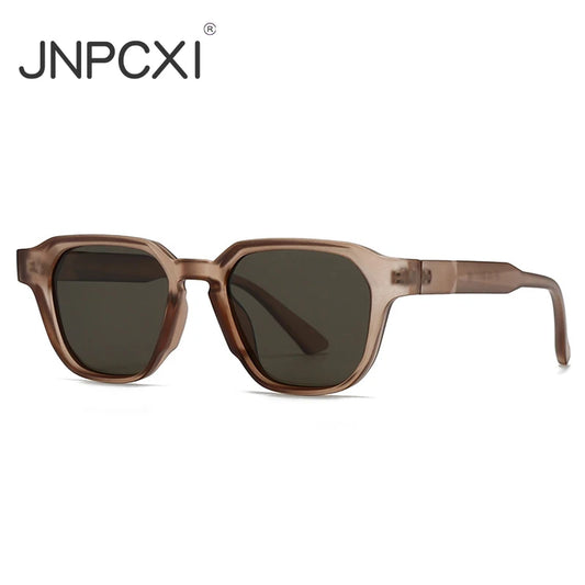 JNPCXI New Ins Popular Fashion Women Square Sunglasses Shades UV400 Retro Tea Tea Men Trending Sun Glasses