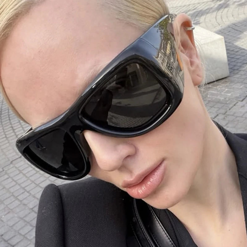 JNPCXI New Oversized Square Jelly Color Sunglasses Women Fashion Wide Legs UV400 Retro Men Trending Punk Outdoor Sun Glasses