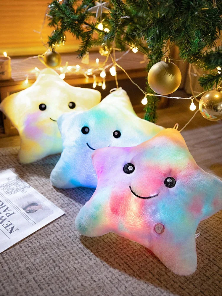 Tie-Dye Rabbit Fur luminous Star Plush Toys Cartoon Lovely Colouful Shiny Star Stuffed Dolls Soft Homedecor Sleeping Pillow