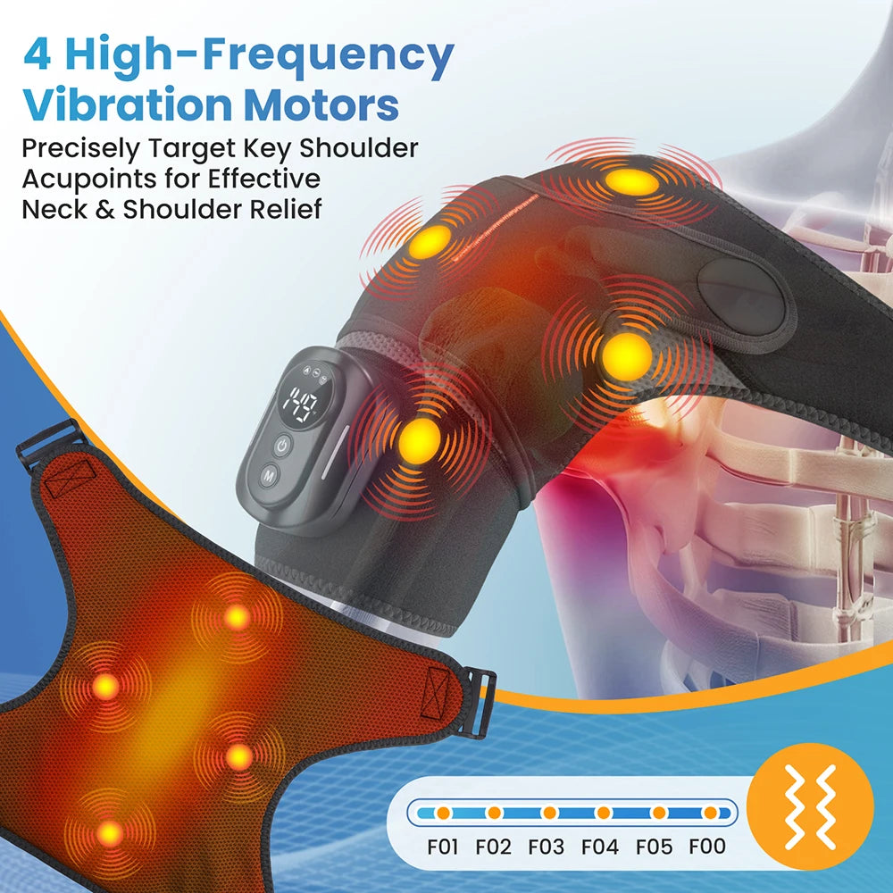Thermal Heated Shoulder Arm Wrap Pad With Remote Control Vibration Massage Fits Both Shoulder Steamer Brace Belt Muscle Relaxer