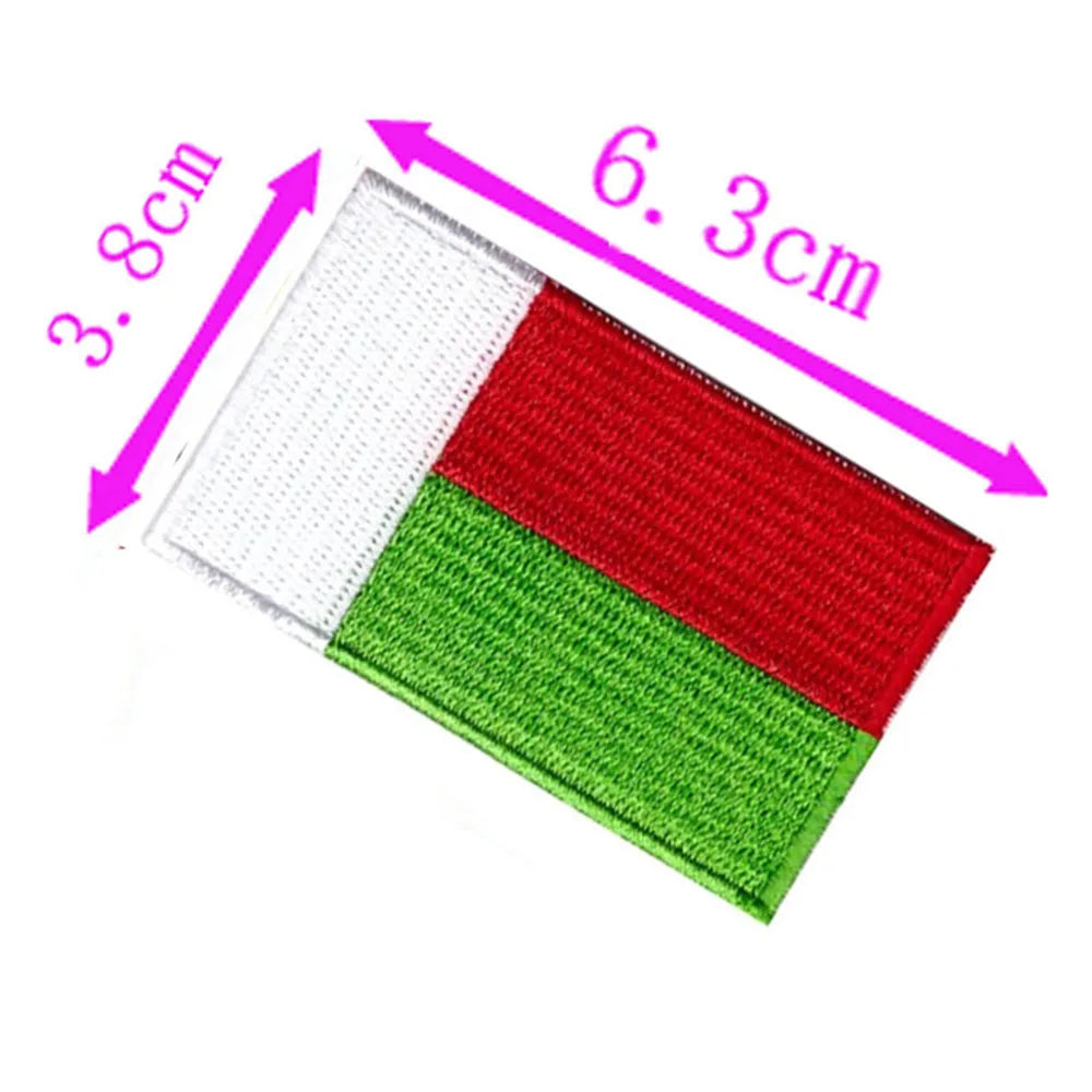 1pc Madagascar Country Flag Embroidery Patch 6.3cm Wide Iron On Sew On Backing