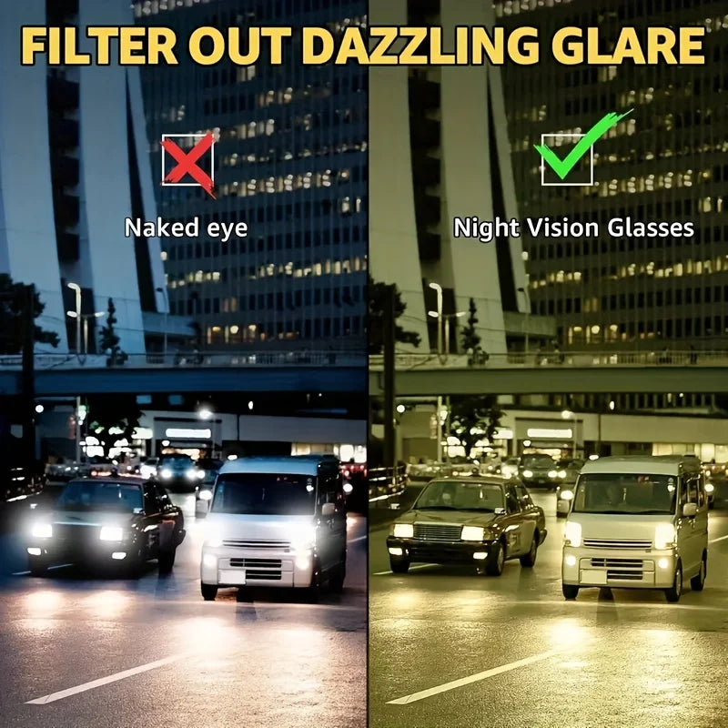 8 Pairs of Night Vision Goggles Unisex Half Frame Driving Goggles Anti Glare Yellow Filter Anti Glare for Night Driving